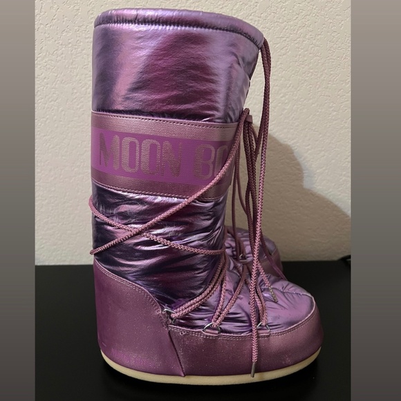 Moon Boot Purple Winter Rain Boots Platform Sole - Picture 3 of 9